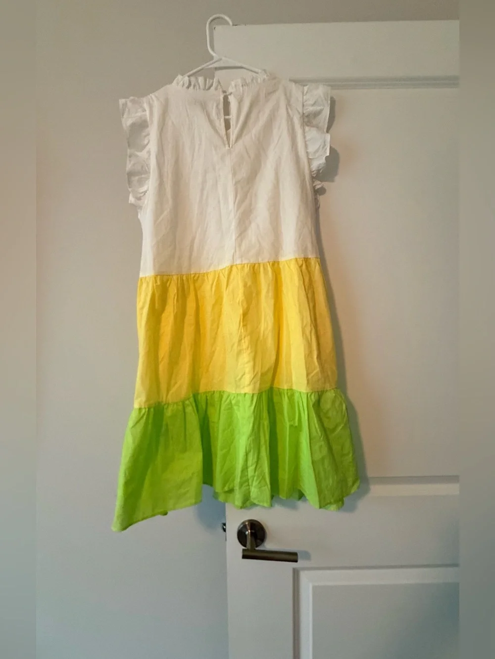 HYFVE Colorblock Tiered Mini Dress Ruffle Sleeves Summer Casual Boho❤️